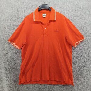 Lacoste Shirt Mens Size 6 XL Orange Polo White Trim Pique Peru Large Alligator‎